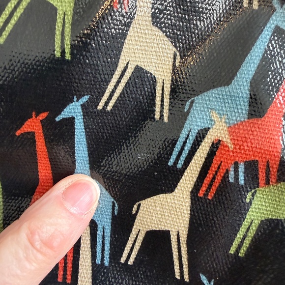 Fossil Brown Multi Giraffes Pattern Key-Per Crossbody Purse Coated Canvas Blue - Picture 4 of 16